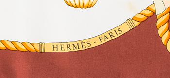 Hermès, silk pocket square and scarf, 'Brides of Gala' and 'Les Voitures à Transformation'.