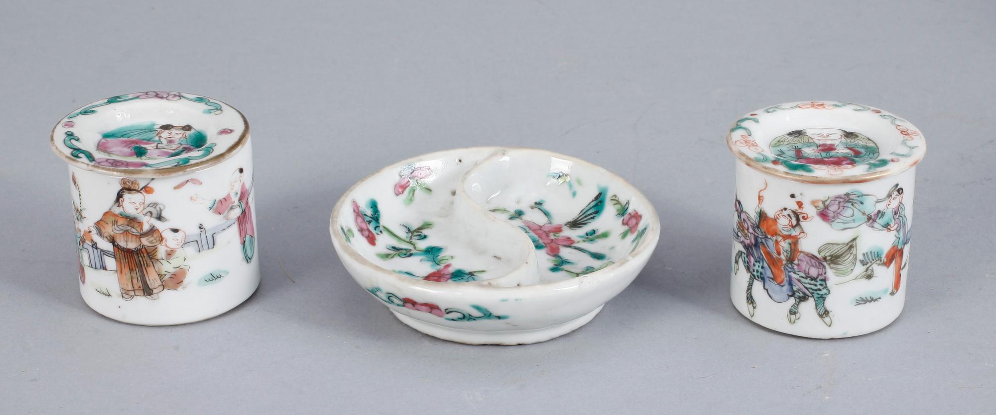 SAMLING PORSLIN, 10 delar, Kina, Mestadels Qingdynastin, 1700-1800-tal.