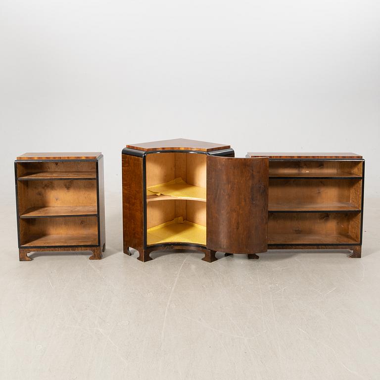 Corner bookcase three dlr 1940s.