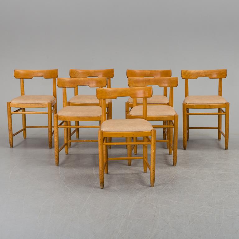 A set of seven birch chairs, mid 19th century.