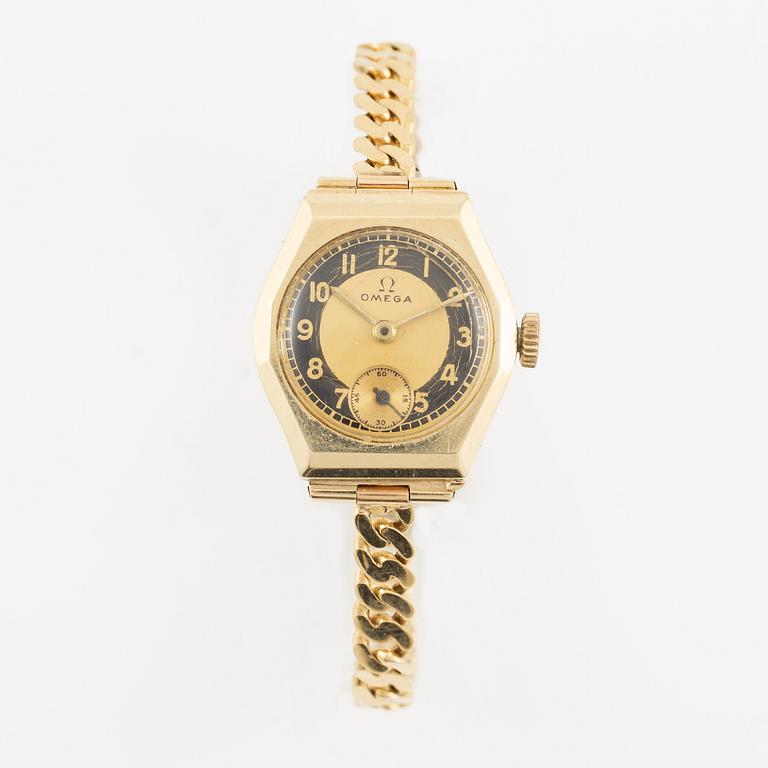 Omega, wristwatch, 14K gold, bracelet in 18K gold, 21 mm.