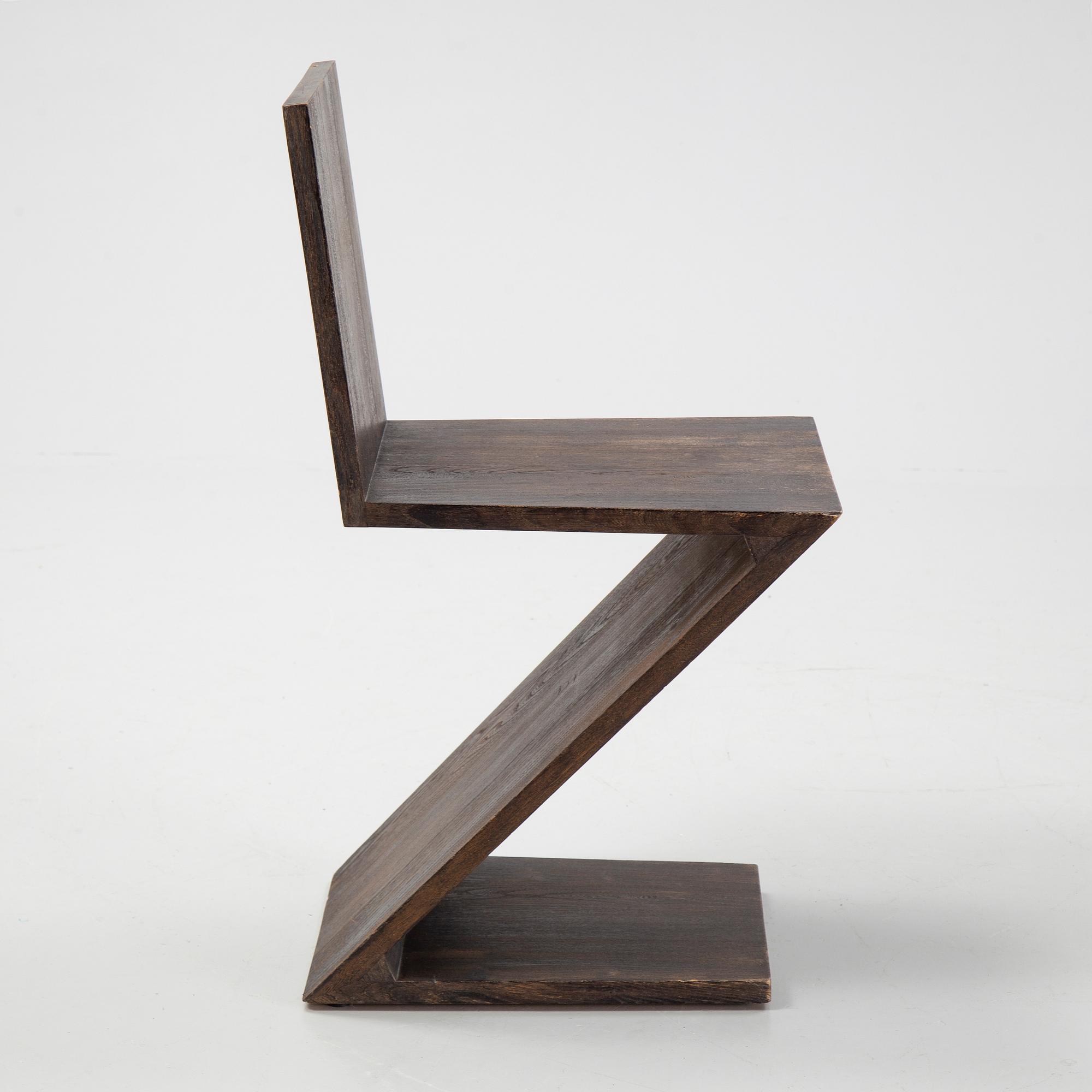 A 'Zig-Zag' chair by Gerrit Rietveld for Cassina, designed 1932-34, marked and numbered.