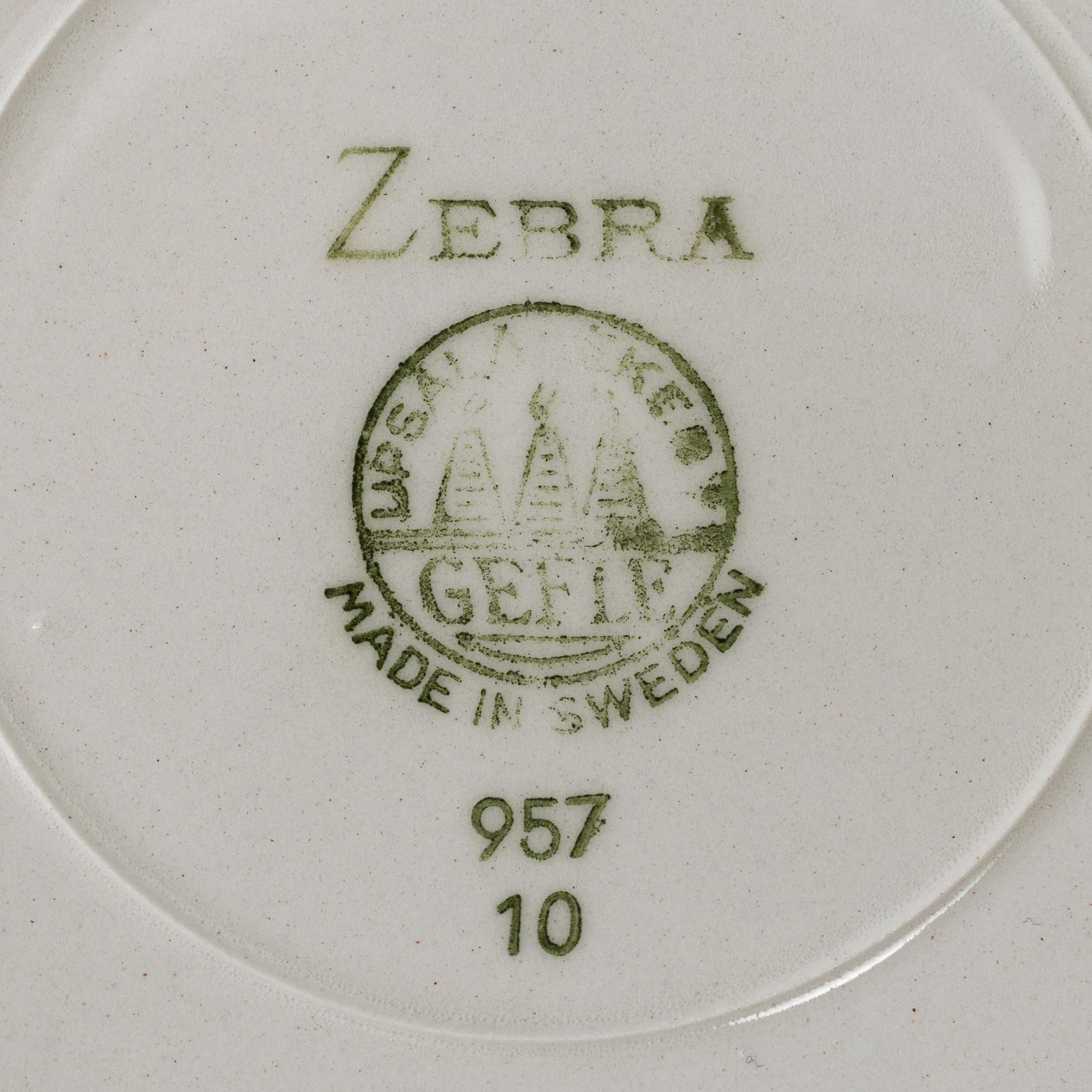 EUGEN TROST, teservis, 7 (14) delar, flintgods, "Zebra", Upsala-Ekeby Gefle, 1955-67.