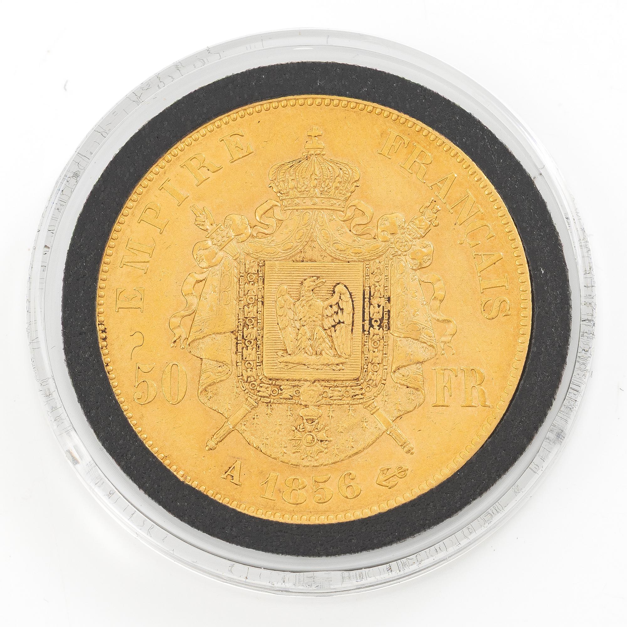 Guldmynt, Frankrike, Napoleon III, 50 Franc, 1856.