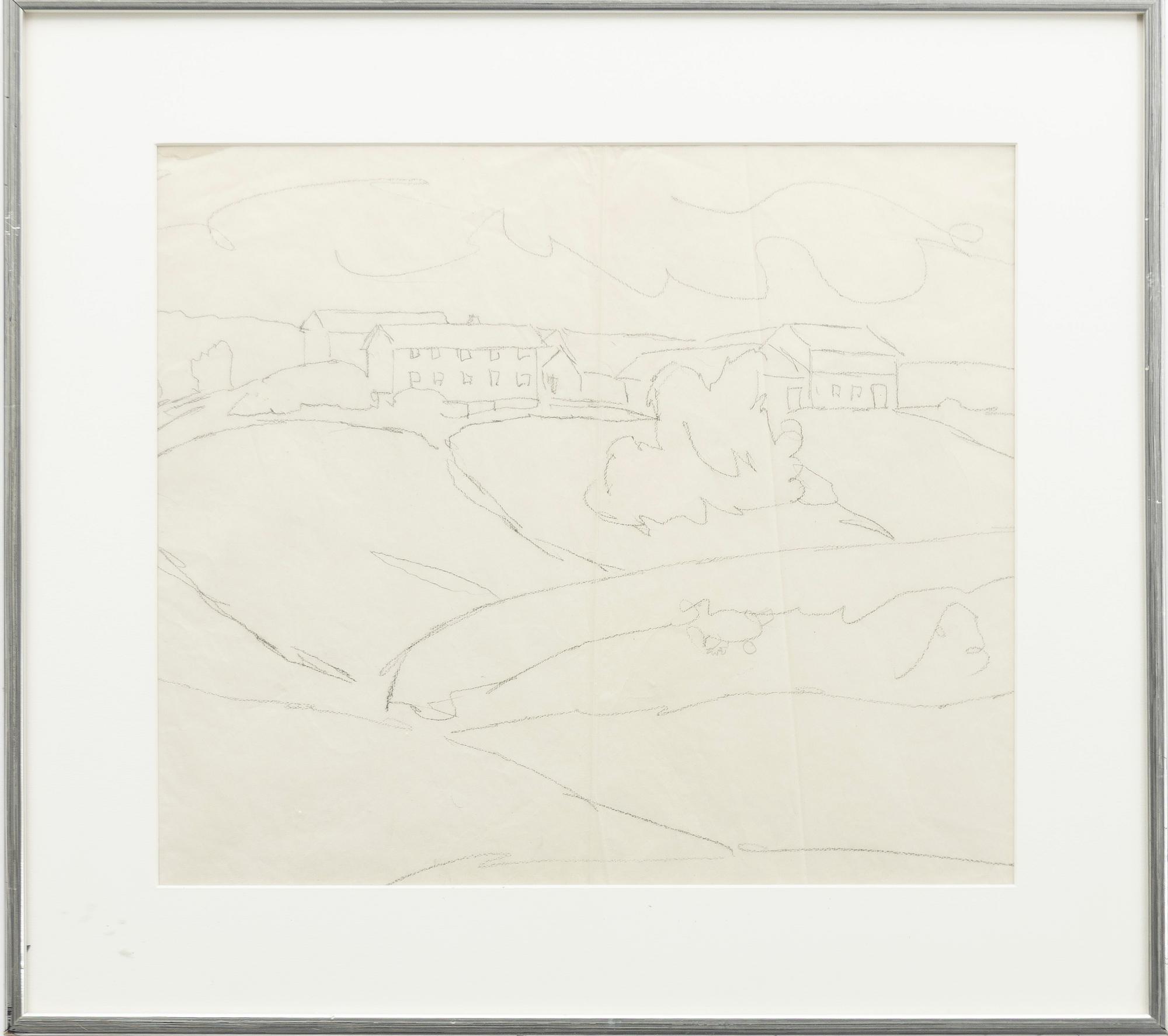 Wilhelm Kåge, Docked ship, as well as a landscape with houses.