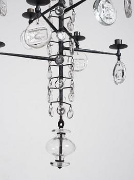 Erik Höglund, a wrought iron and glass chandelier, Boda Smide, Sweden.