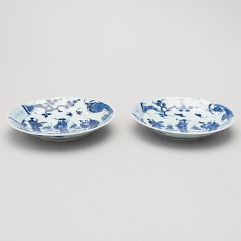 TWO CHINESE PLATES, porcelain, probably 18th century.