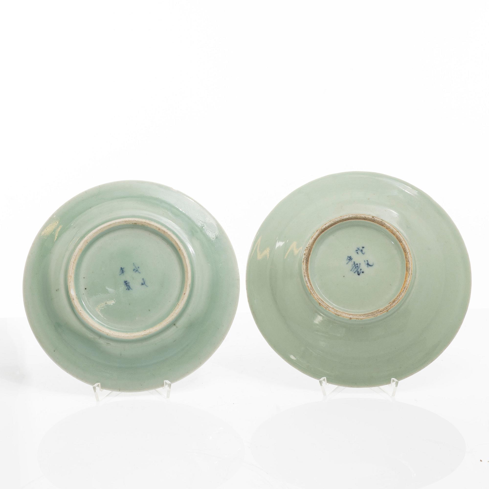 Tallrikar, 10 st, porslin, Kina, 1800-tal.