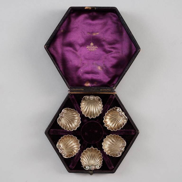 SALTKAR, 6 st silver London, 1863. Totalvikt 200 gr.