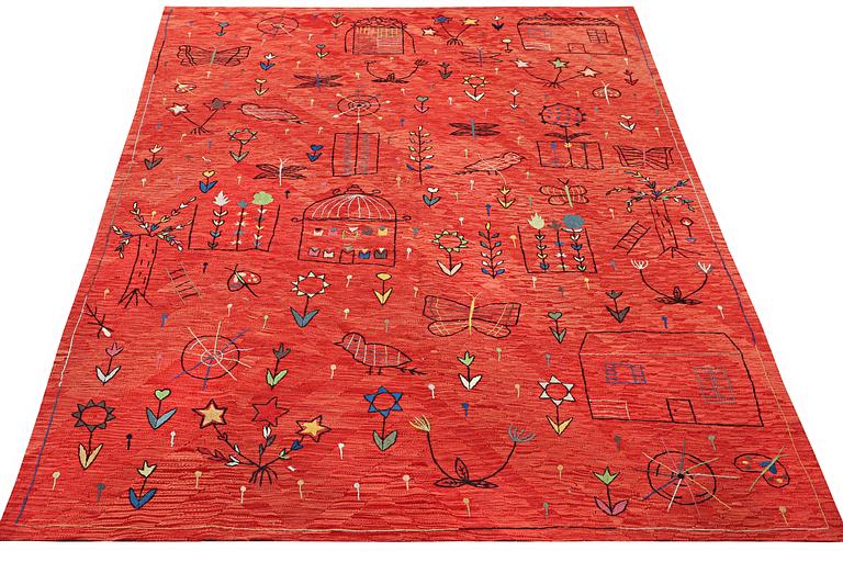 A carpet, Kilim, figural, c. 282 x 198 cm.