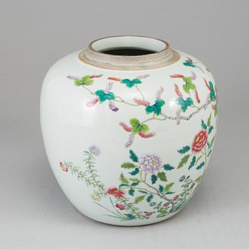 A Chinese famille rose jar, 20th century.