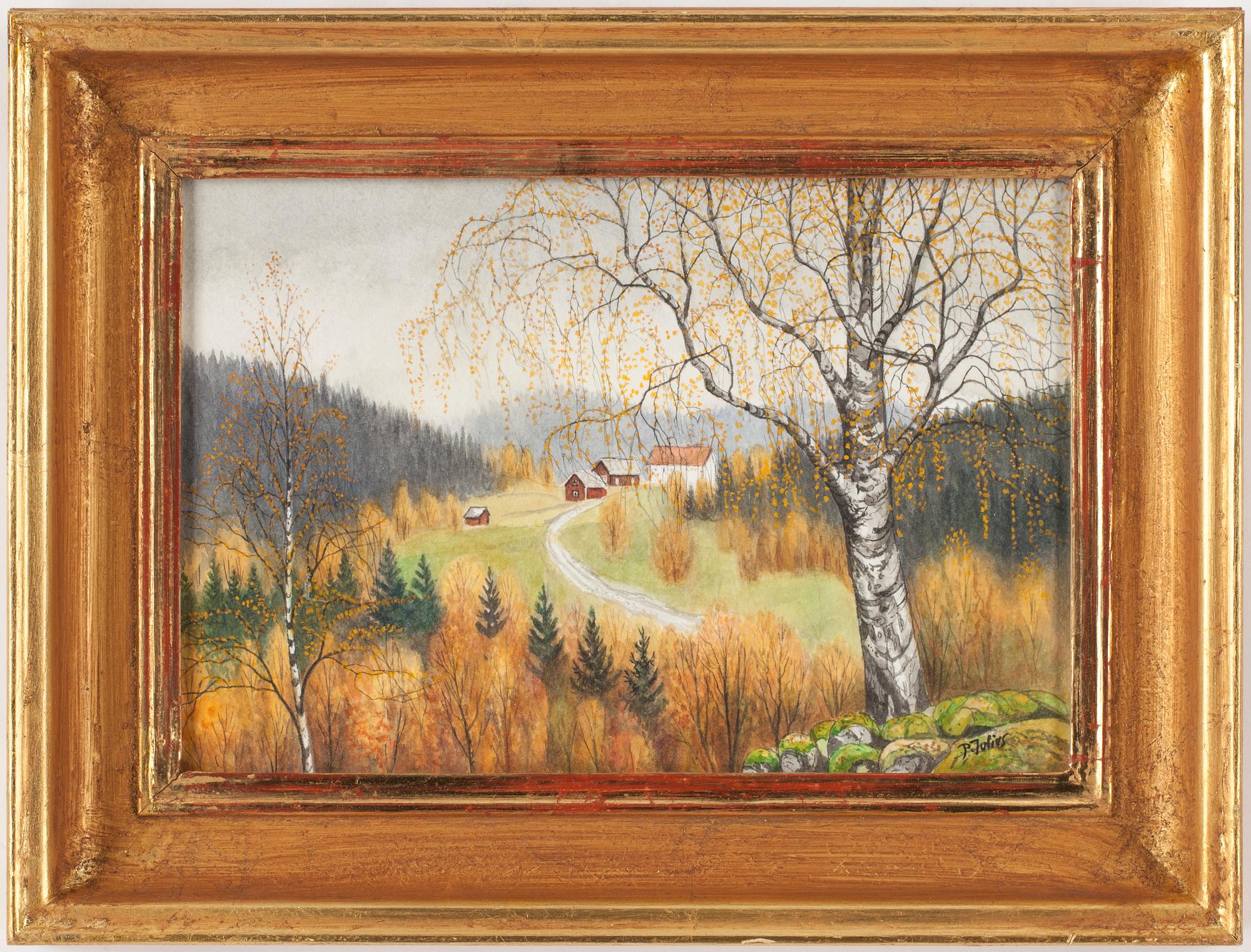 PER JULIUS, akvarell, signerad.