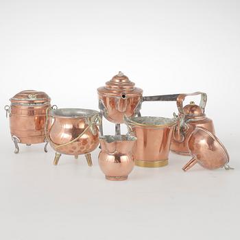 MINIATYRER, 7 st, koppar, 1800/1900-tal.