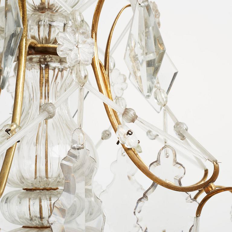 A Swedish Baroque mid 18th century six-light chandelier.