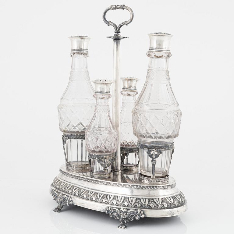 A Swedish Silver and Glass Table Centerpiece, mark of Gustaf Folcker, Stockholm 1821.