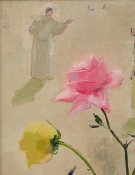 Olle Hjortzberg, Roses with figures in the background.