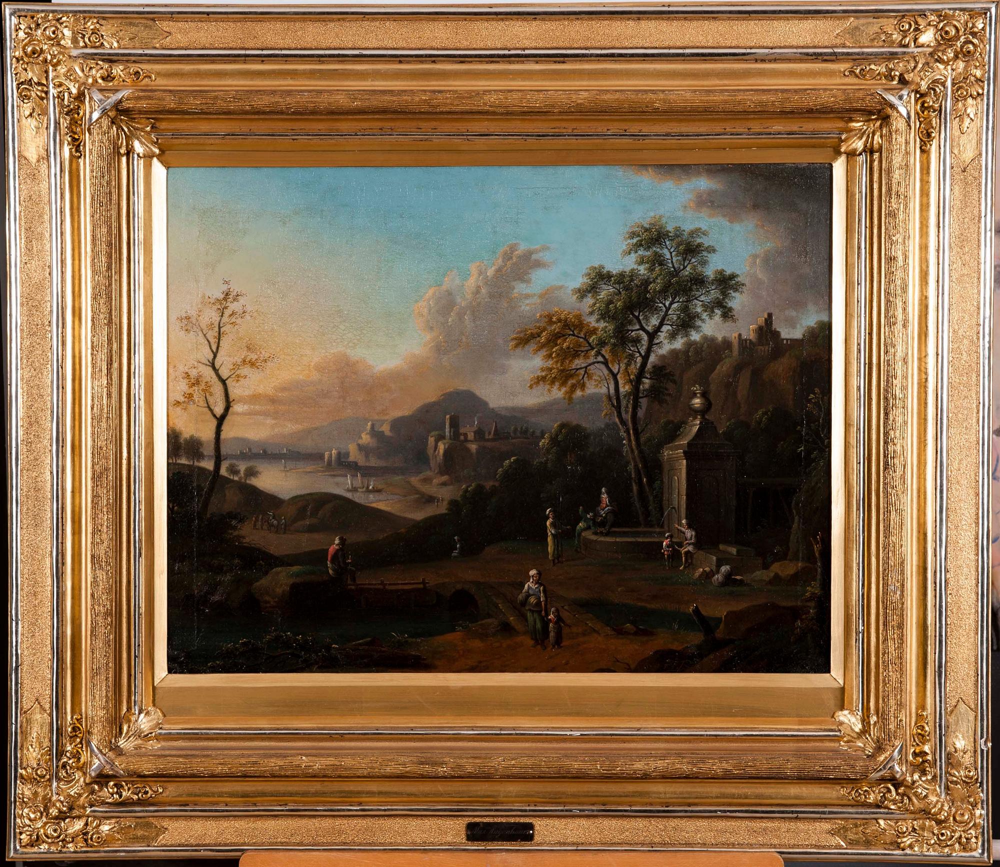 TUNNISTAMATON TAITEILIJA, maalauksia, pari, aikainen 1800-luku, öljy kankaalle.