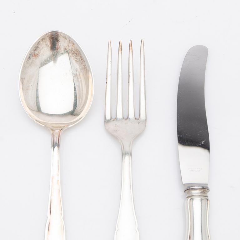 Silverbestick, 36 st, Chippendale, bl.a. Johansson J M, Göteborg, 1942-1945.