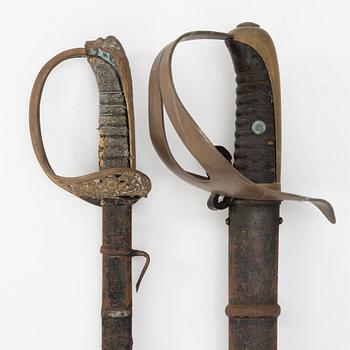 Sablar 2 st, svenska, 1800-tal.
