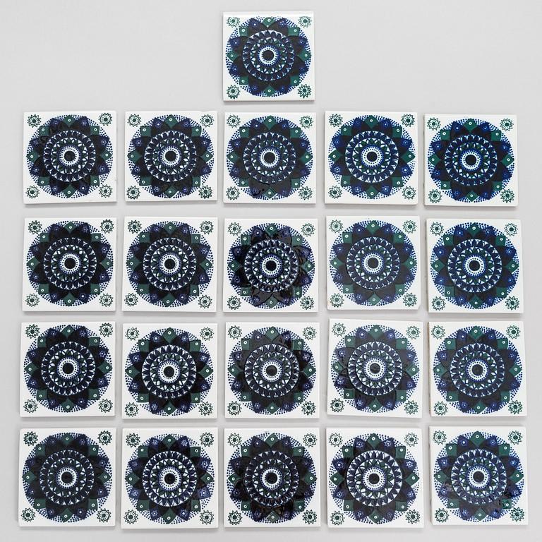 Hilkka-Liisa Ahola, a 21-piece set of ceramic 'Sinikukka tiles from the 1960s-70s.