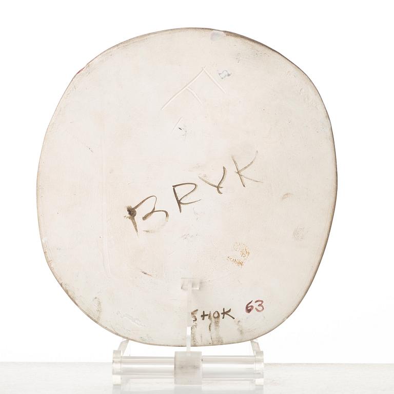 Rut Bryk, plakett, "Shok", Arabia, Finland 1963.