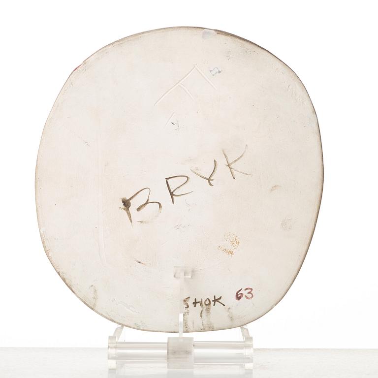 Rut Bryk, a stoneware plaque, Arabia, Finland 1963.