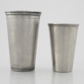 Svenskt Tenn, two pewter beakers, Stockholm 1940 and 1950.