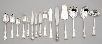 BESTICK, silver, 125 delar, "Olga", GAB, Stockholm 1980/90-tal. Total vikt ca 6300 g.