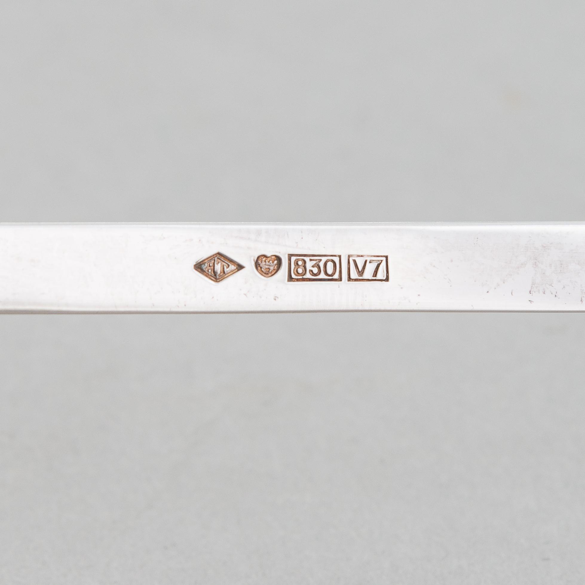 Tillander, silver ladle, 'Käpy' (Cone), Helsinki 1974. Designed by Vilho Ellenberg in the 1920s.