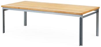 67. A Paul Kjaerholm steel and oak coffee table "PK-59", E Kold Christensen, Denmark.