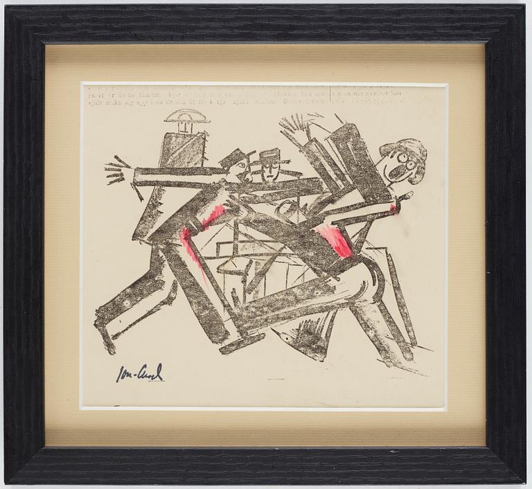 John Jon-And, 2 pieces, pastel on paper, signed with stamp and lithograph, 1922, signed with stamp. (2).