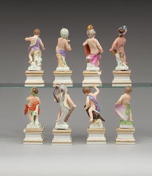FIGURINER, åtta stycken, porslin. Berlin, omkring 1800.