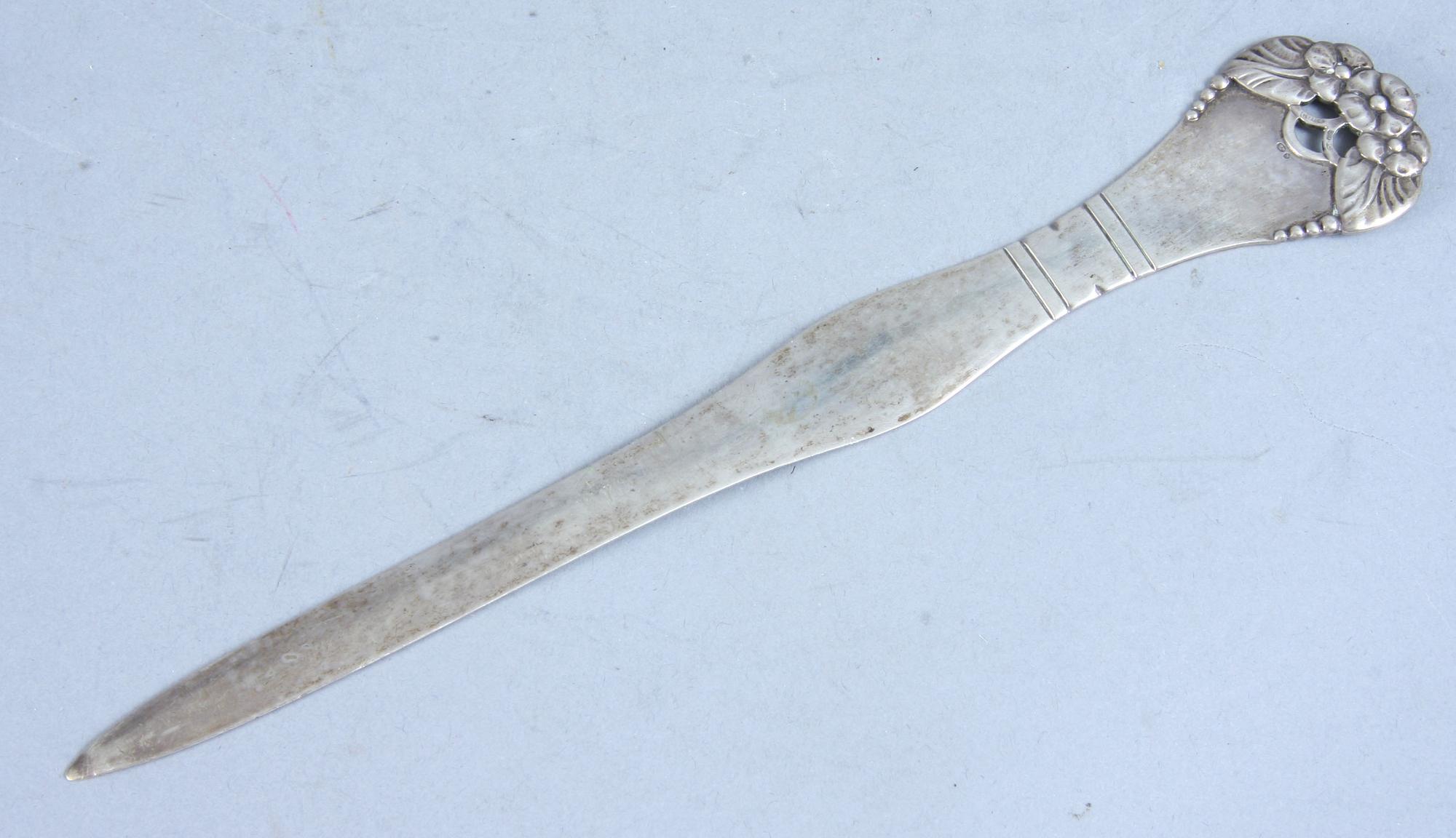 BREVKNIV, silver, imporstämplar, jugend, 1900-talets början.