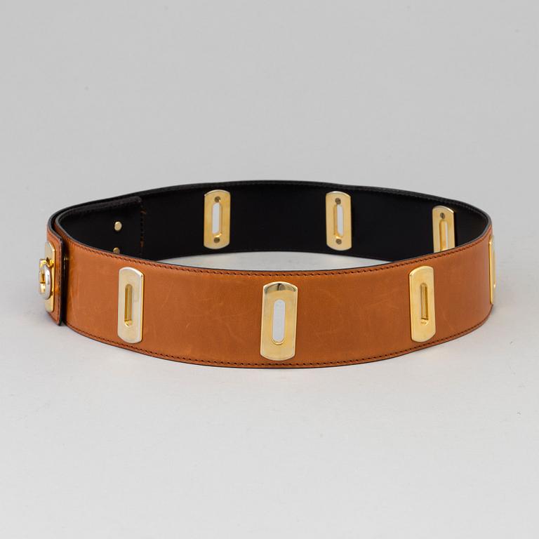 A brown leather belt.