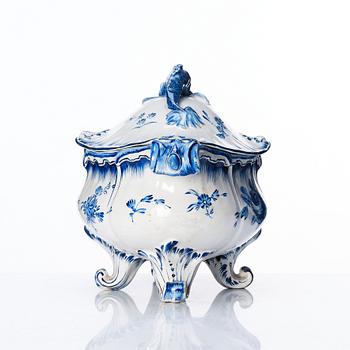 A Swedish Marieberg faience tureen with cover, dated 1765.