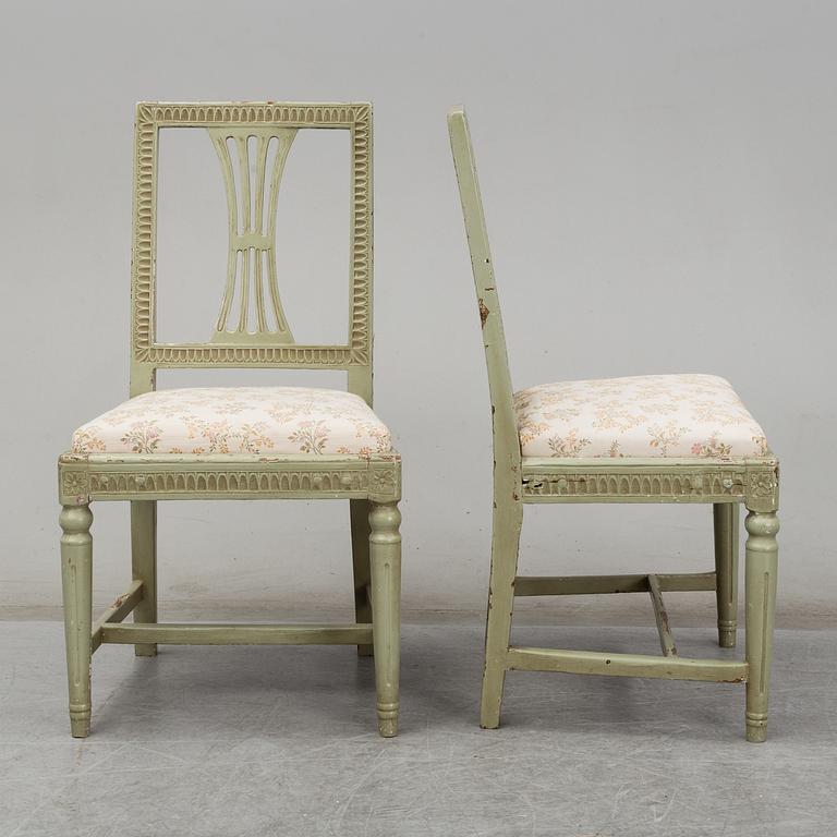 Four late 18th century Gustavian chairs.