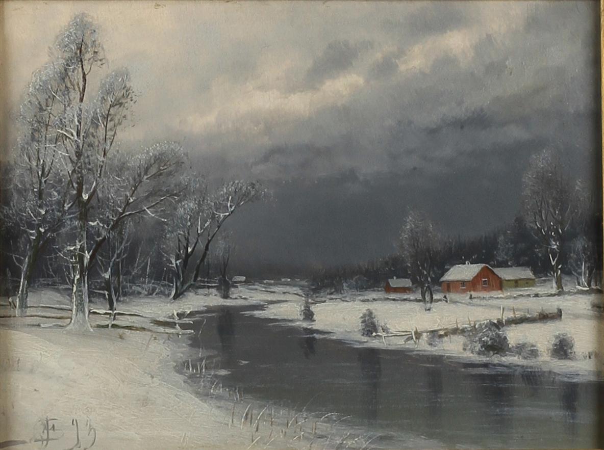 JULIA STRÖMBERG, olja på pannå, 2 st. Monogramsign och dat -93.