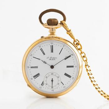 L Landgren, Stockholm, 18K guld, fickur, 48,5 mm.