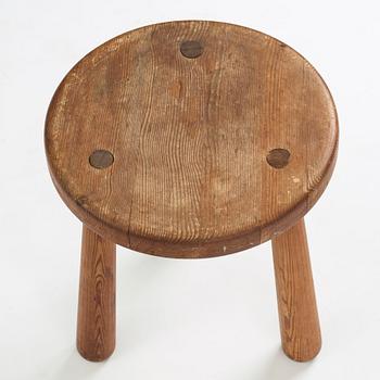 Axel Einar Hjorth, a stained pine "Utö" stool, Nordiska Kompaniet, Sweden 1930's.