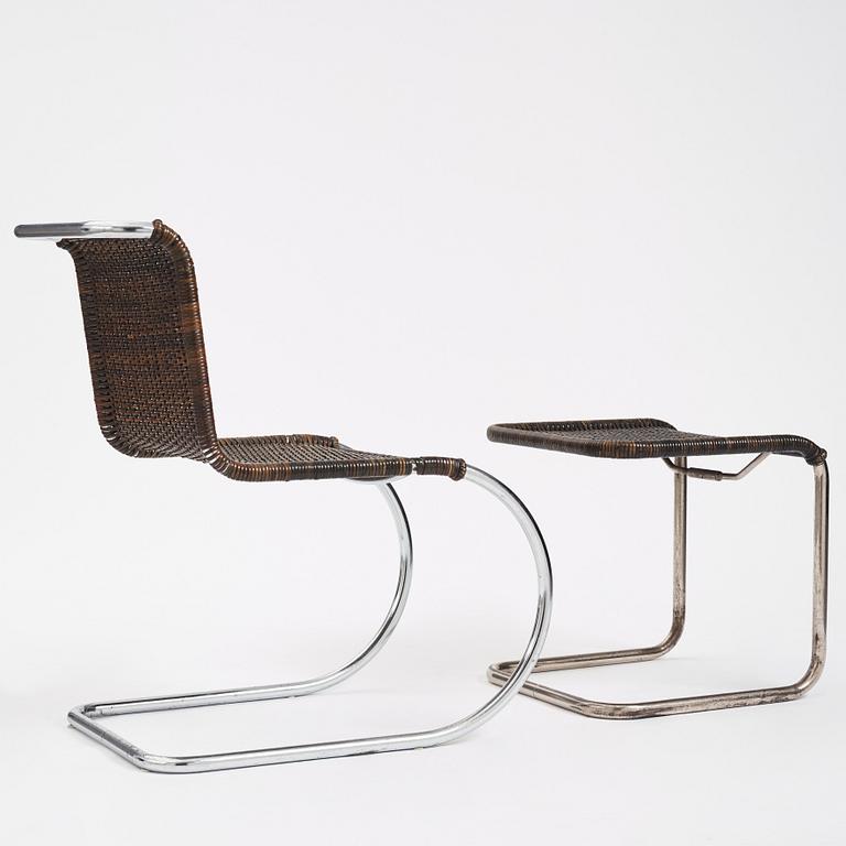 Ludwig Mies van der Rohe, a chair and  stool, model "MR10",  Berliner Metallgewerbe Josef Müller or Bamberg Metallwerkstätten, Germany ca 1926-27.