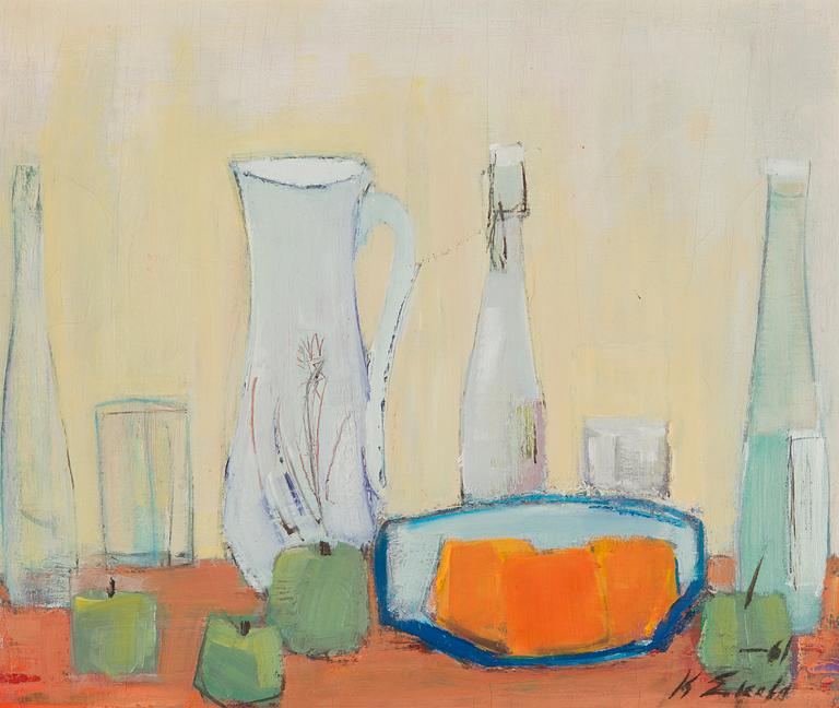 Kalle Eskola, Still life with apples and vessels.