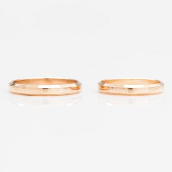 Sormuskia, 2 kpl, 14K kultaa. Kulta-Kontu, Helsinki 1977-78.