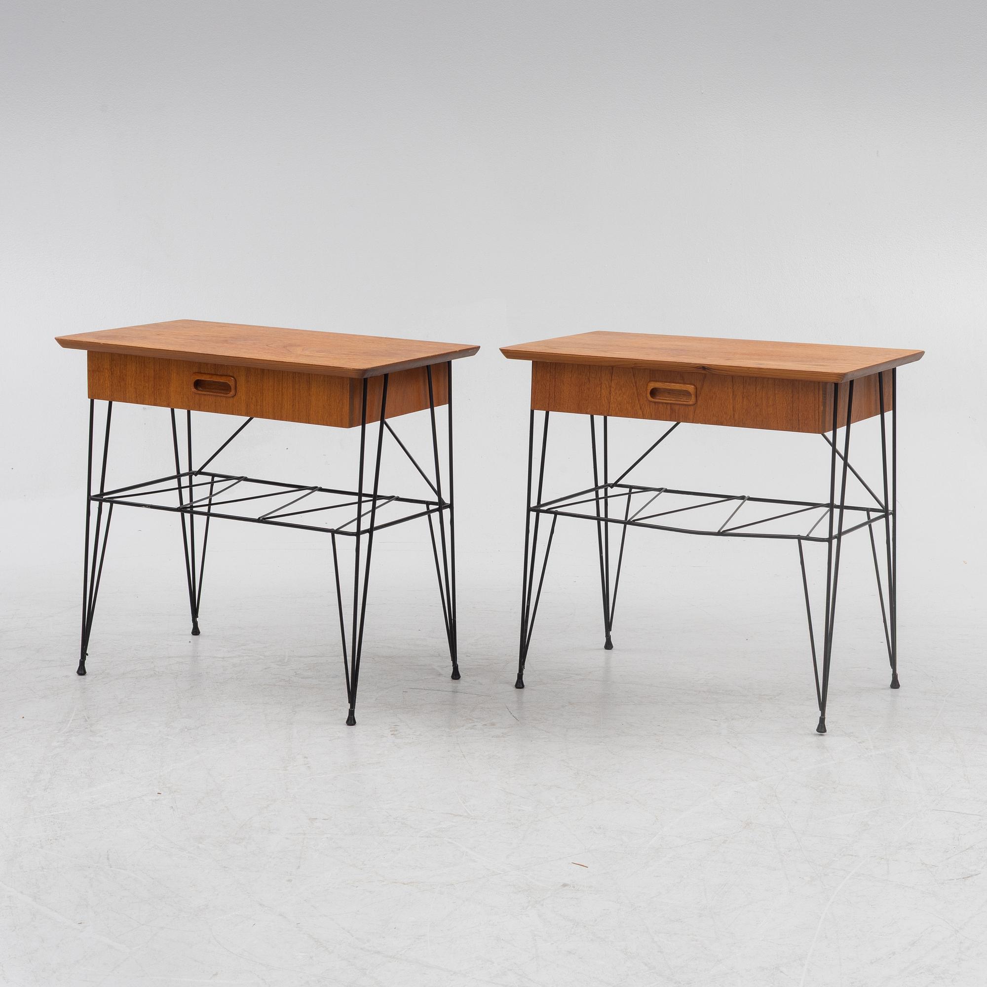Bedside tables, a pair, Sweden, mid-20th century.
