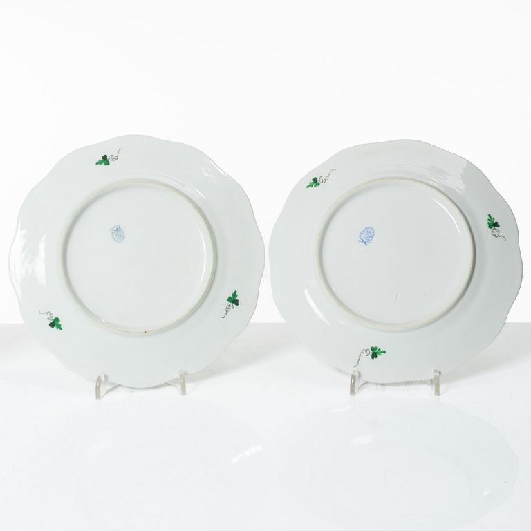 A 42-piece 'Chinese Bouquet' porcelain service and six 'Waldstein rose' coffee cups with saucers, Herend, Hungary.