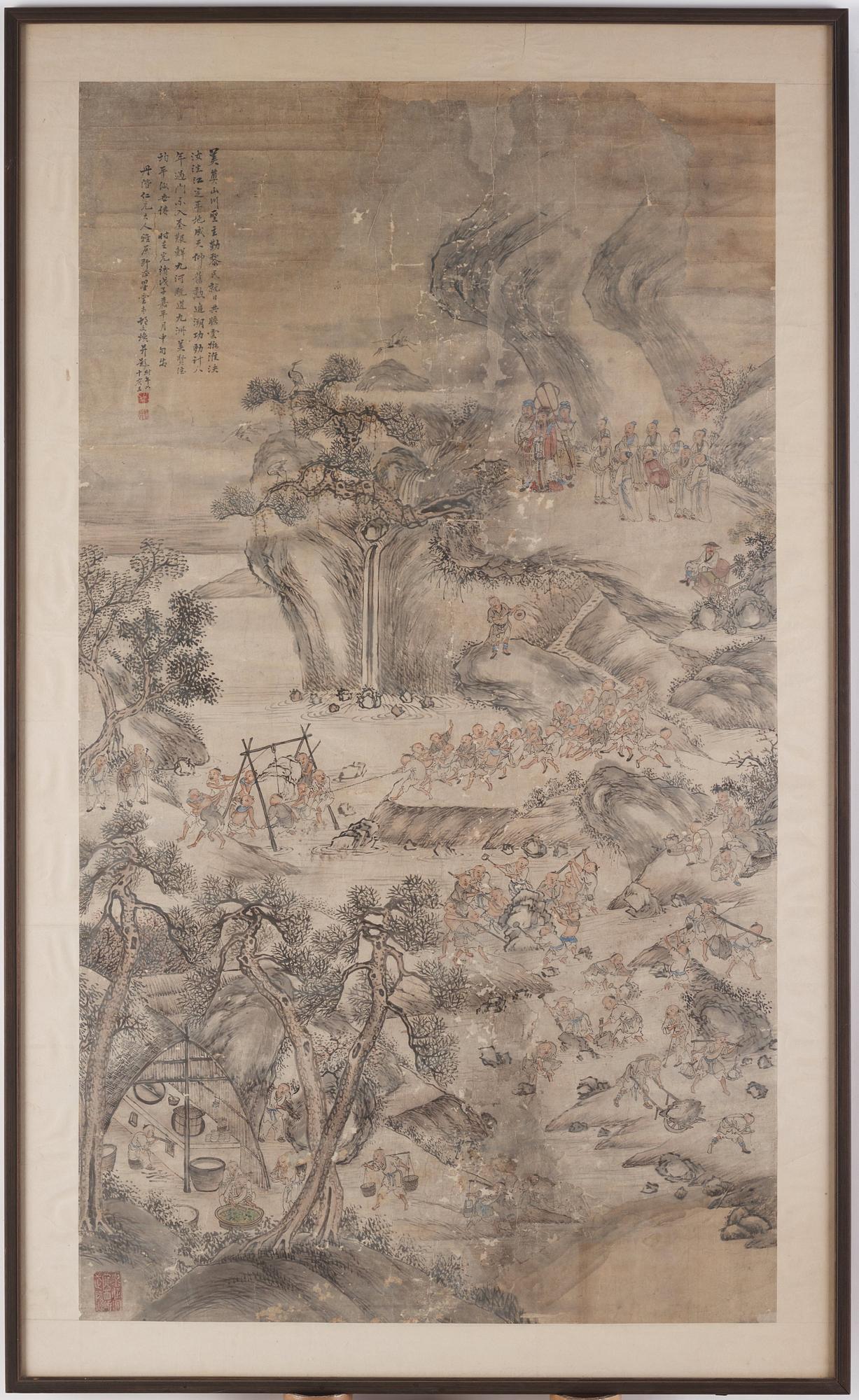 Rullmålning, signerad Wenhuan 文焕, Qingdynastin, daterad 1888.