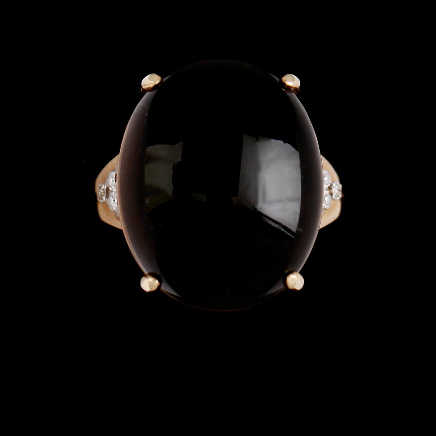 RING, 10 k guld, rökkvarts, diamanter tot ca 0.02 ct.