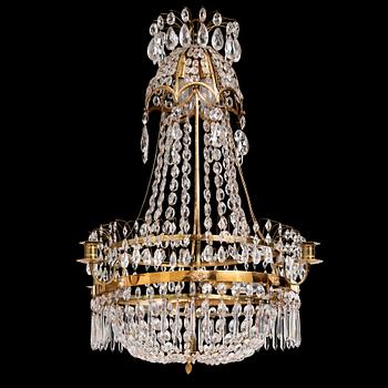 A late Gustavian five-light chandelier, late 18th century.