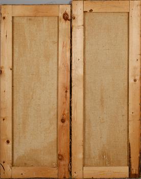 DEKORELEMENT, 1 par, olja på duk, 1900-tal.