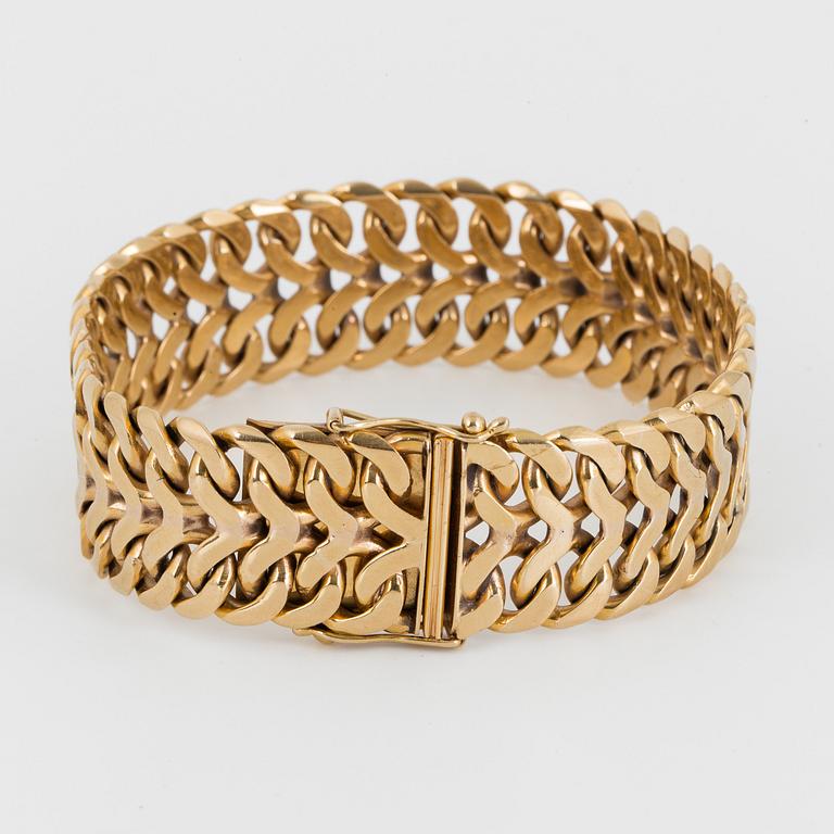 ARMBAND, 18K guld. Fiskbenslängd.