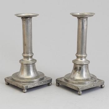 A pair of 18th century peuter candles.